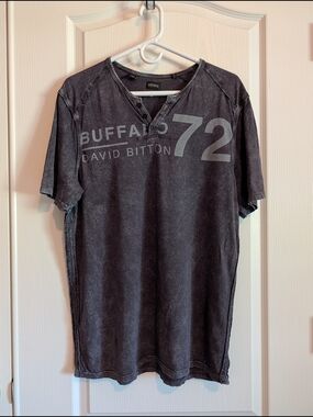 Buffalo 72 Short Sleeve Henley Shirt - Charcoal SZ LG New w/o Tags